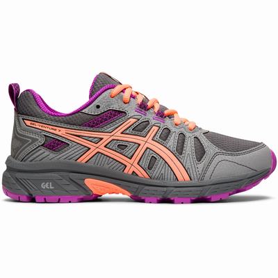 Asics Gel-Venture 7 GS - Lasten Polkujuoksukengät - Harmaat/Pinkki